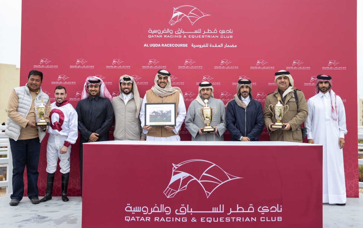 Qatar Racing and Equestrian Club’s Registration and Studbook Department Deputy Director Saad Ali Al Kubaisi with the connections of Al Wasmi. PICS: Juhaim/QREC