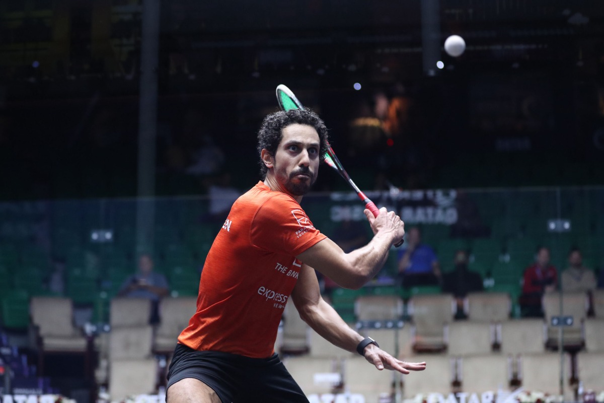 Tarek Momen in action during the semi-final.