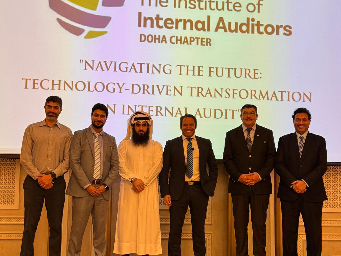Officials pose during the seminar hosted by Institute of Internal Auditor Qatar Chapter.