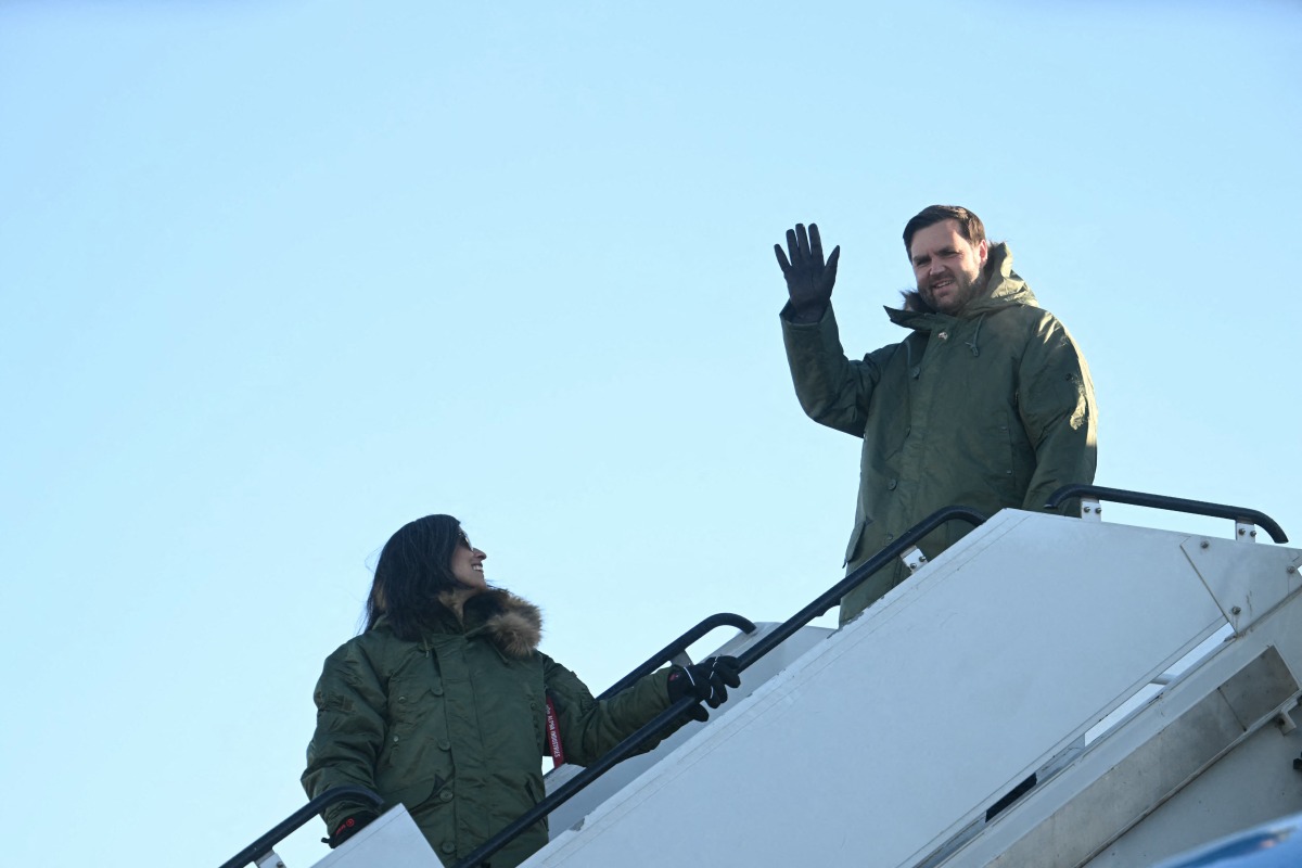 US Vice President JD Vance and Second Lady Usha Vance arrive at the US military's Pituffik Space Base in Greenland on March 28, 2025. Photo by Jim WATSON / POOL / AFP.