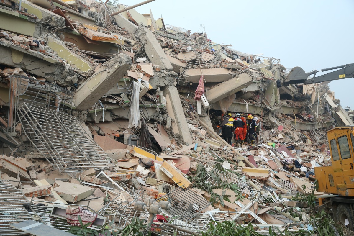 Rescuers carry out disaster relief and rescue efforts after an earthquake in Mandalay, Myanmar, March 30, 2025. (Photo by Myo Kyaw Soe/Xinhua)
