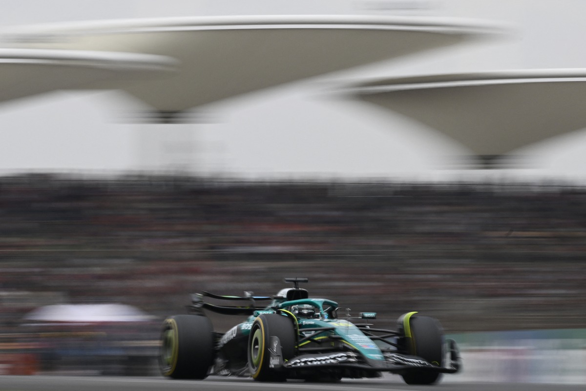 Aston Martin's Canadian driver Lance Stroll drives during the Formula One Chinese Grand Prix at the Shanghai International Circuit in Shanghai on March 23, 2025. (Photo by GREG BAKER / AFP)