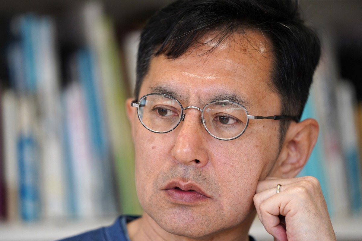 This photo taken on March 24, 2025 shows Japanese animation director Goro Miyazaki, son of Hayao Miyazaki, speaking during an interview with AFP at Studio Ghibli in Tokyo.
Photo by Kazuhiro NOGI / AFP.