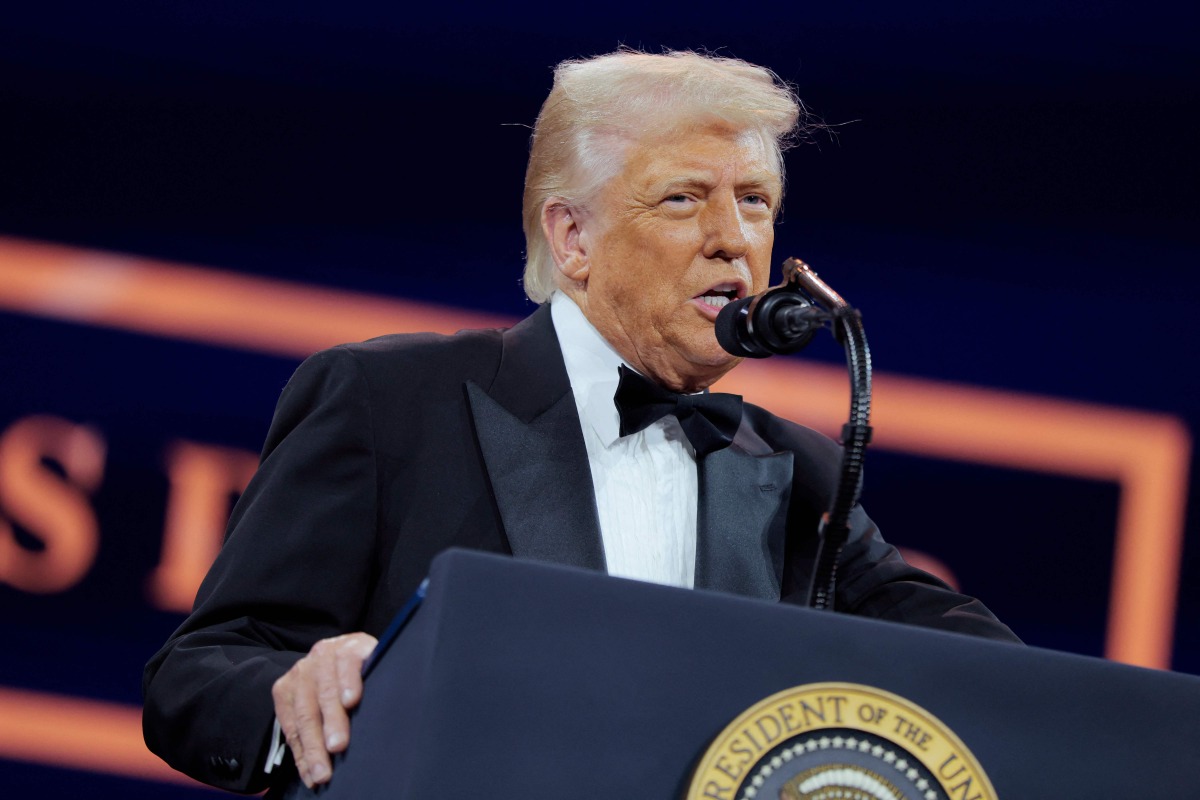 U.S. President Donald Trump speaks during the National Republican Congressional Committee (NRCC) dinner at the National Building Museum on April 08, 2025 in Washington, DC. (Photo by Anna Moneymaker / GETTY IMAGES NORTH AMERICA / Getty Images via AFP