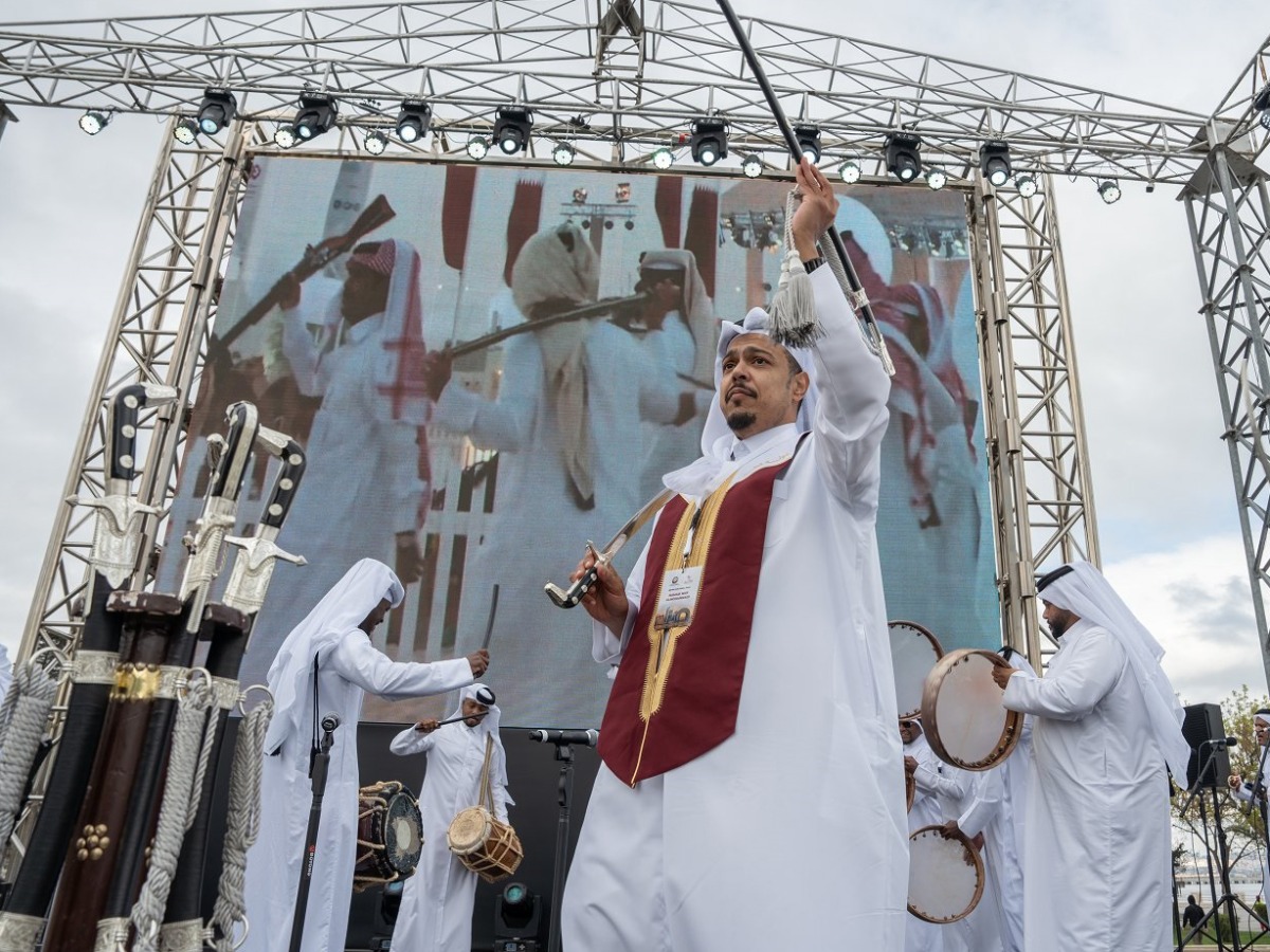 A Qatari troupe performs in Baku, Azerbaijan.