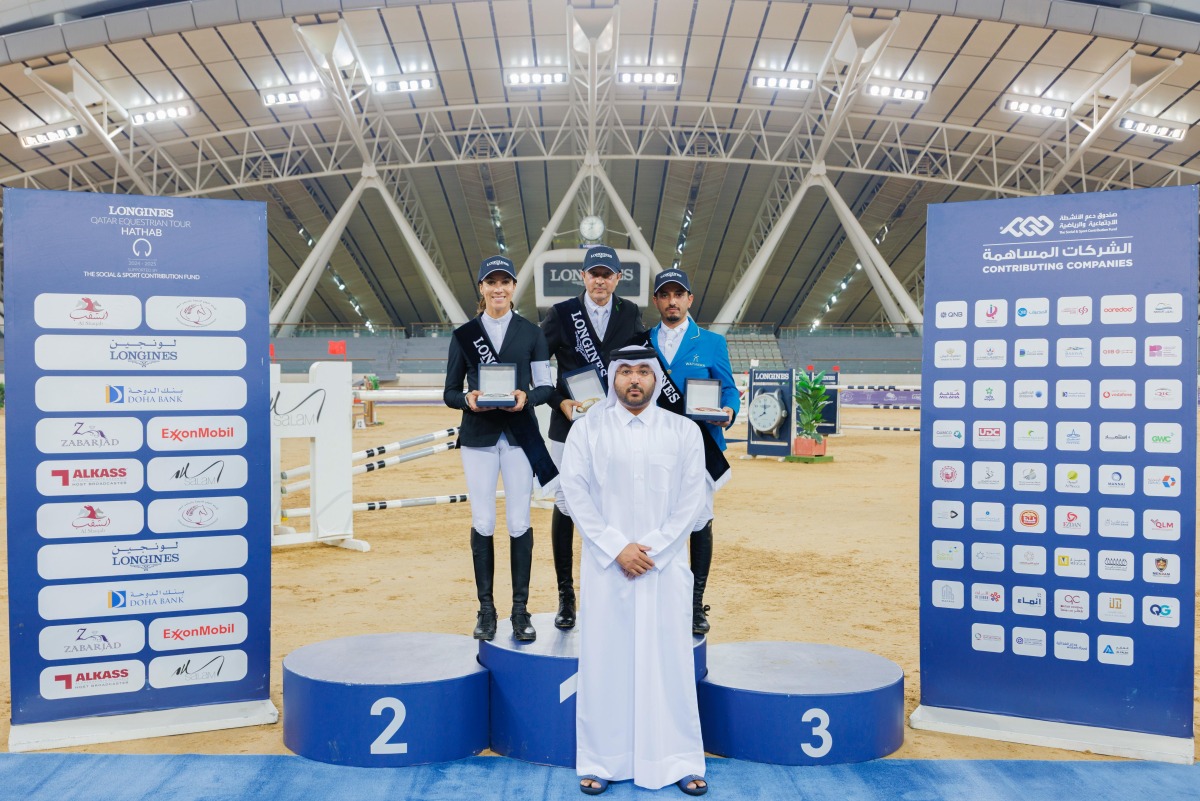 Manager of Qatar National Equestrian Team Fahad Rashid Al Amri presented trophies to podium winners of Big Tour. 