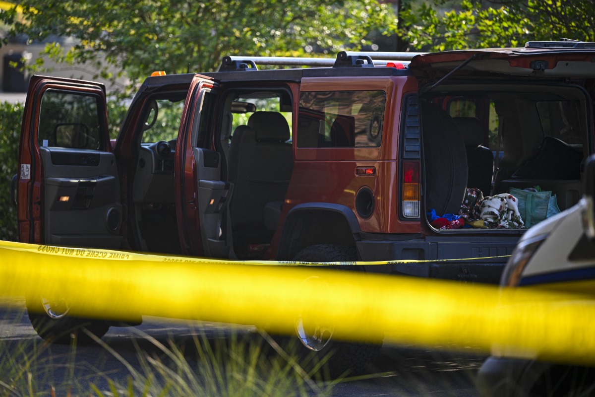 Police investigate the shooter's car at the scene of a shooting near the student union at Florida State University on April 17, 2025 in Tallahassee, Florida. Photo by Miguel J. Rodriguez Carrillo / GETTY IMAGES NORTH AMERICA / Getty Images via AFP