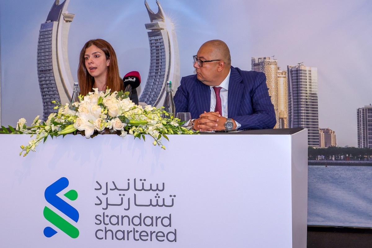 CEO and Head of Coverage at Standard Chartered Qatar, Muhannad Mukahall with MENAP Economist at Standard Chartered, Carla Slim.