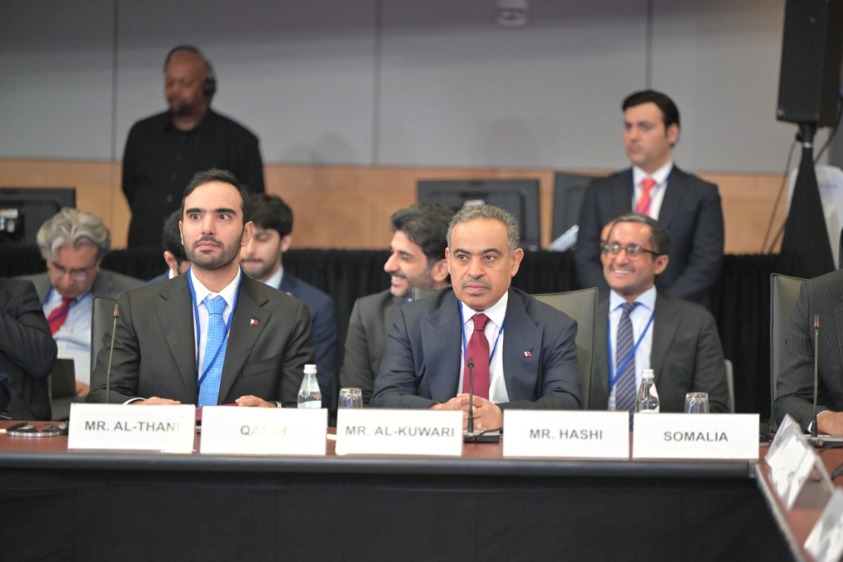 Minister of Finance H E Ali bin Ahmed Al Kuwari with other officials during the meeting in Washington DC, US.