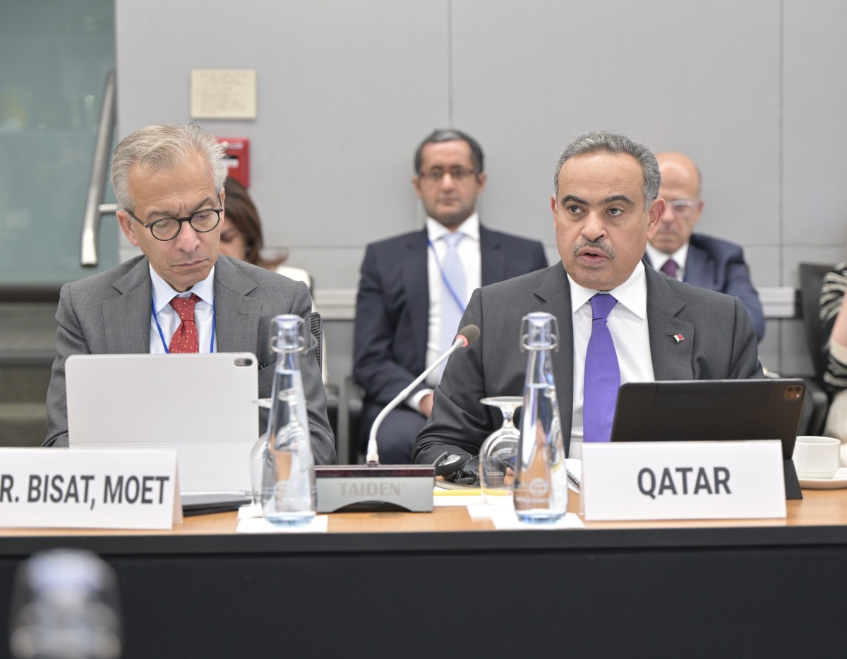 Minister of Finance, H E Ali bin Ahmed Al Kuwari with other officials during the Lebanon Financing Recovery and Reconstruction roundtable, held in Washington, DC.