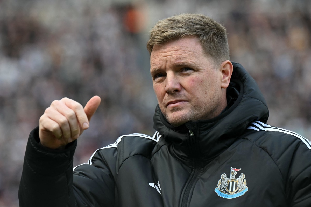 Newcastle United's English head coach Eddie Howe reacts ahead of the English Premier League football match between Newcastle United and Ipswich Town at St James' Park in Newcastle-upon-Tyne, north east England on April 26, 2025. (Photo by Paul ELLIS / AFP)