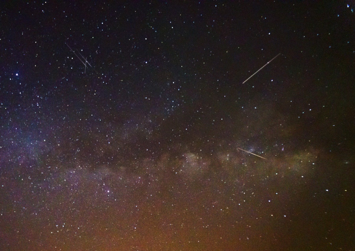Eta Aquariid meteor shower over Qatar's Al Kharrara on May 6, 2025. (Photo by Alvin Puthur)