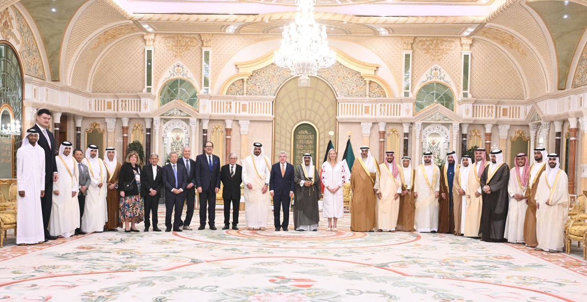 Amir of Kuwait H H Sheikh Meshal Al-Ahmad Al-Jaber Al-Sabah; QOC President and Senior Vice President of ANOC, H E Sheikh Joaan bin Hamad Al Thani; and other IOC and GCC officials.