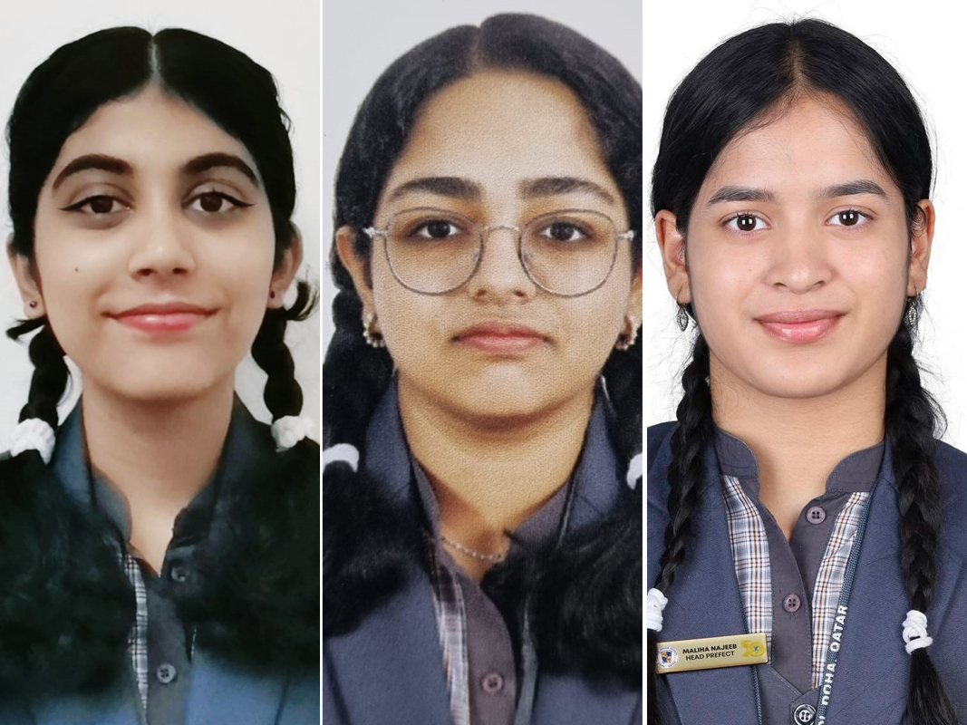 From left: Aneena Mariya Kuriakose, Jiya Maria Jude, and Maliha Najeeb