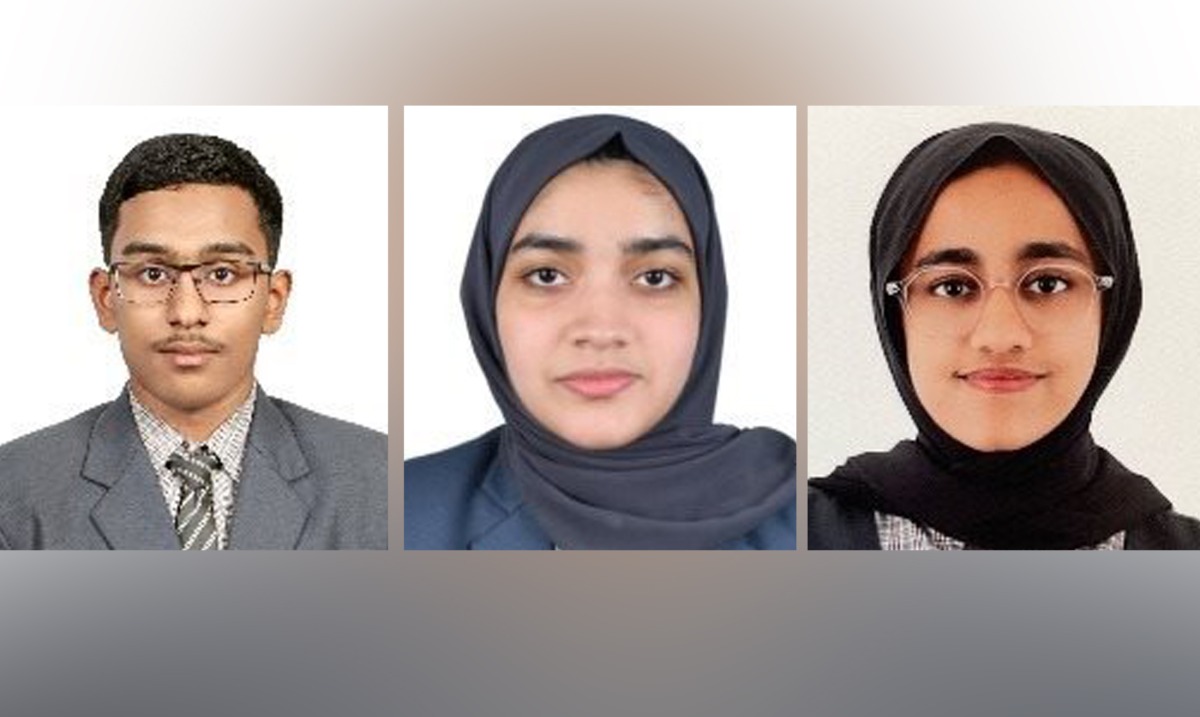 From left: Haasif Kassali Mohamed, Aysha Hana and Fathima Daneen Andikkattil. 