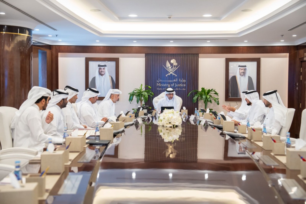 Minister of Justice and Minister of State for Cabinet Affairs H E Ibrahim bin Ali Al Mohannadi chairing the lawyers admission committee meeting yesterday.