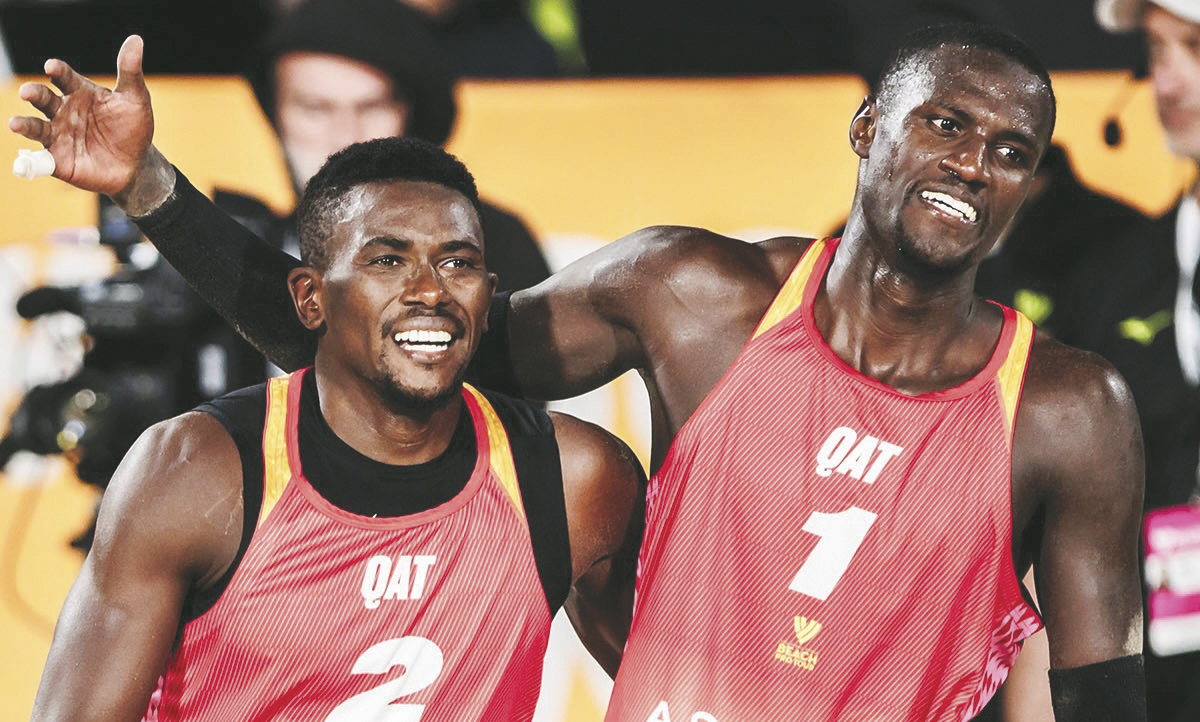 Cherif Younousse (right) and Ahmed Tijan celebrate their win yesterday.