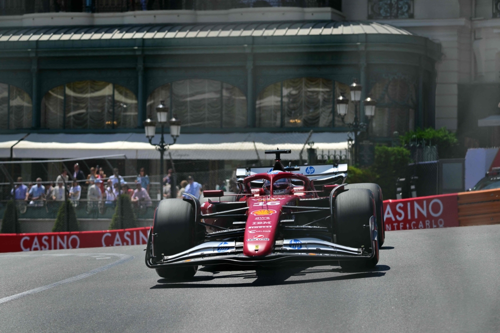 Ferrari's Monegasque driver Charles Leclerc drives during the third practice session for the Formula One Monaco Grand Prix at the Circuit de Monaco, on May 24, 2025. (Photo by Andrej Isakovic / AFP)