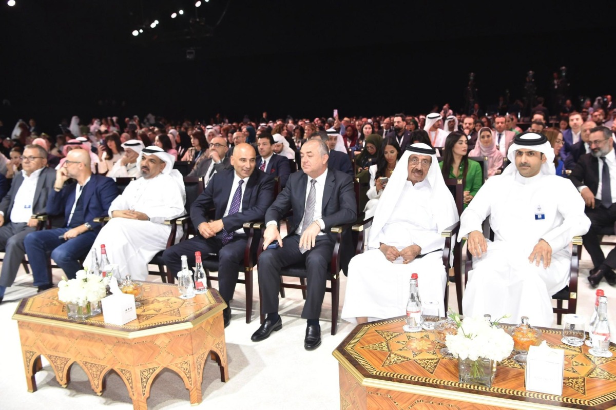 Minister of Culture H E Sheikh Abdulrahman bin Hamad Al-Thani (first right) headed Qatar's delegation to the summit.
