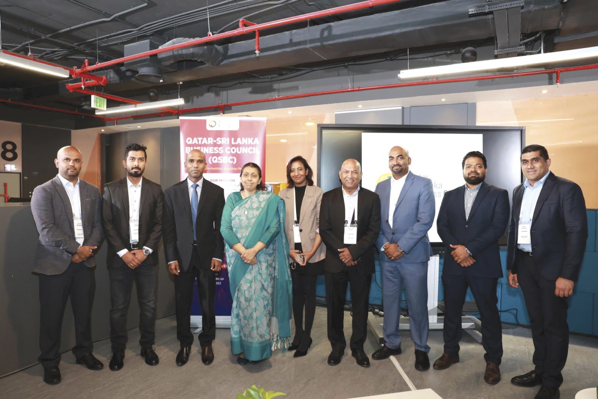 Ambassador of Sri Lanka to Qatar, H E Roshan Sithara Khan Azard, and QSBC Vice President, Ahamed Yoonus with other officials during the event.