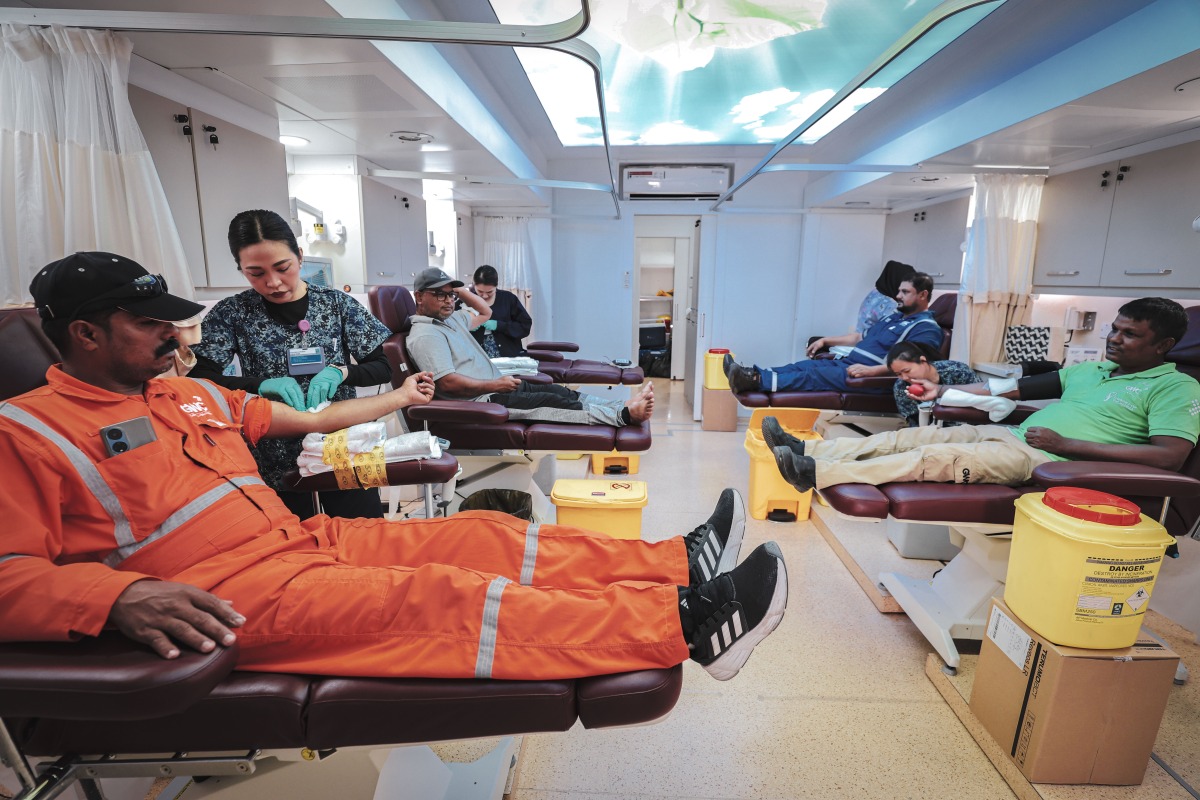 GWC employees taking part in the blood donation campaign.