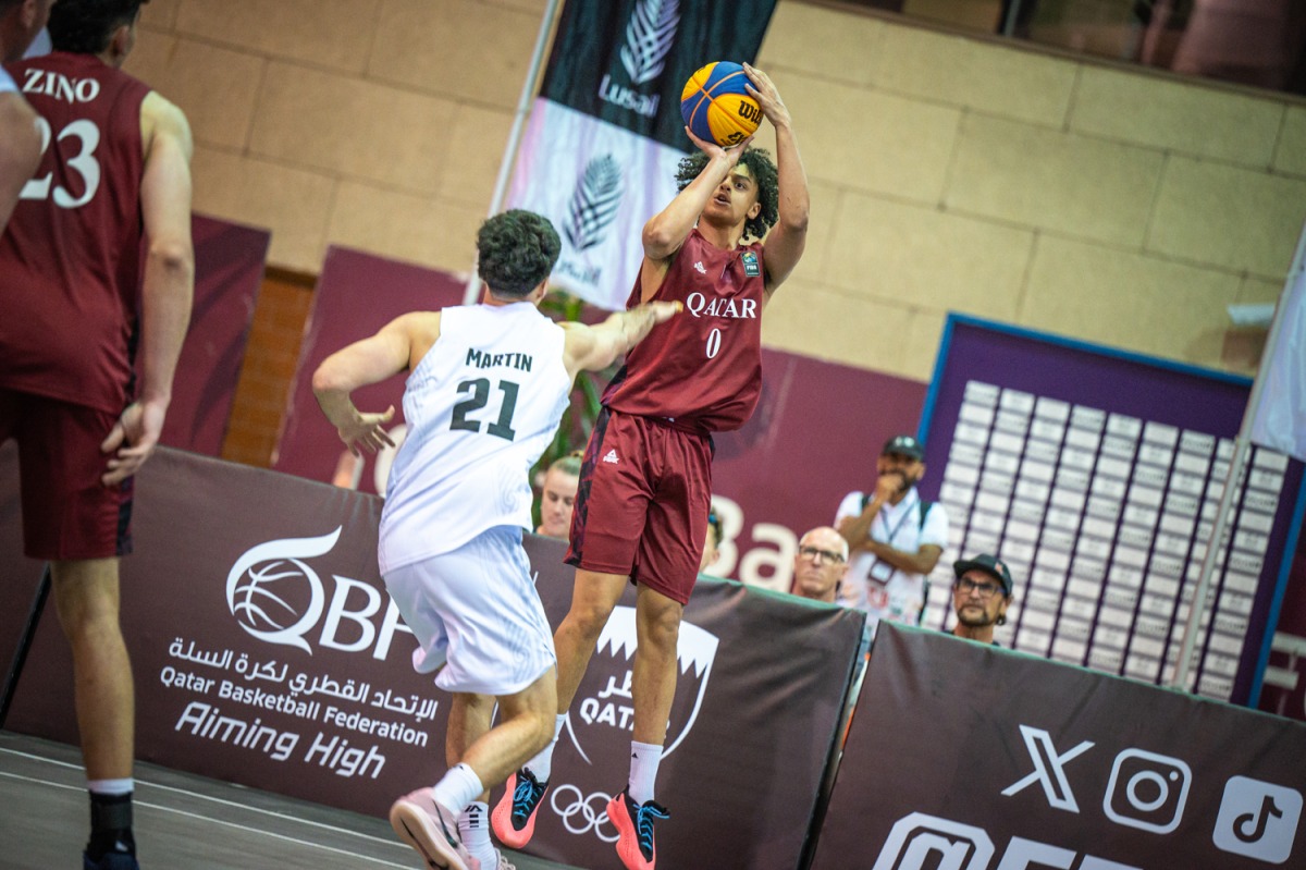 Action during the match between Qatar and New Zealand.