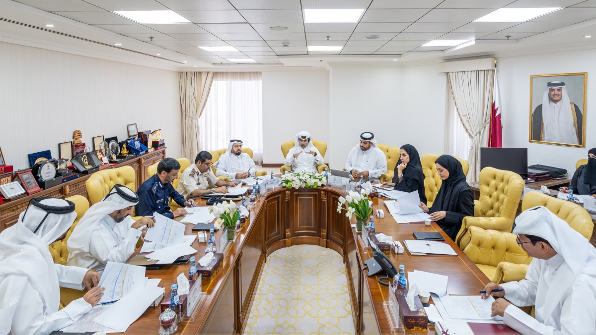 MoJ Undersecretary H E Saeed bin Abdullah Al Suwaidi and other officials during the meeting.