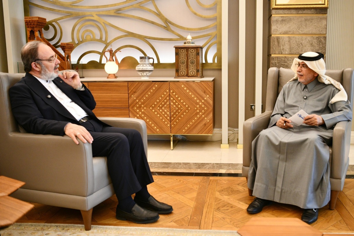 President of the Institute of Islamic Thought in Ankara Dr. Mehmet Görmez during an interview with Editor in-Chief of Al Sharq newspaper Jaber Al-Harmi in Ankara.