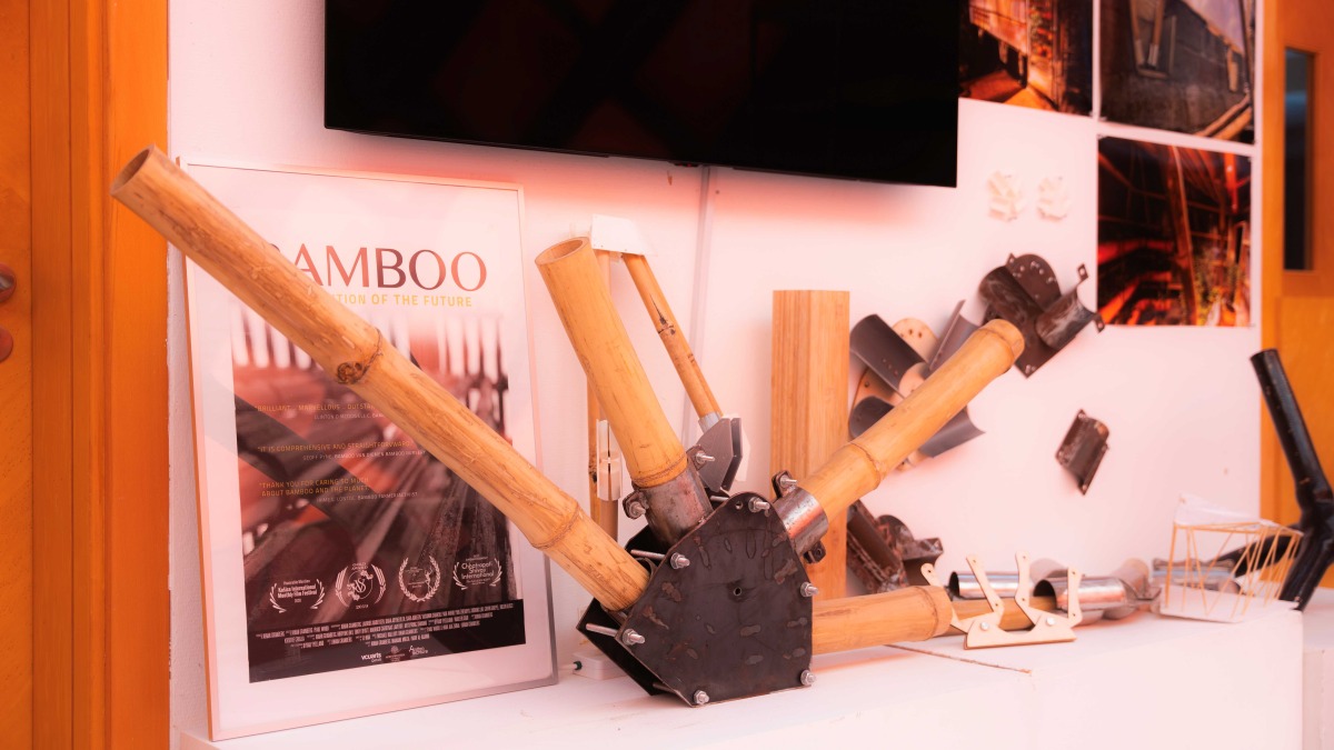 Greener Greenhouse Goes GMT, a bamboo structure inspired by the Crystal Palace, built in Kenya using locally sourced materials and friction joinery.