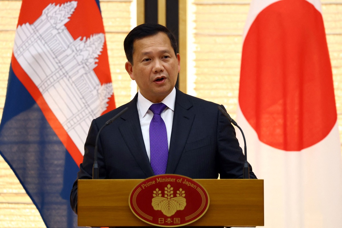 Cambodia's Prime Minister Hun Manet speaks during a joint news conference with Japan's Prime Minister Shigeru Ishiba (not in picture) after their talks at Ishiba's official residence in Tokyo on May 30, 2025. (Photo by ISSEI KATO / POOL / AFP)