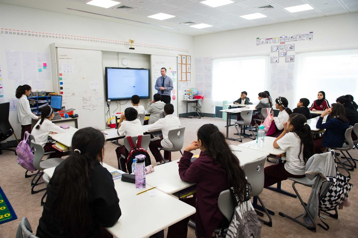 Students attending a class at Qatar Foundation.