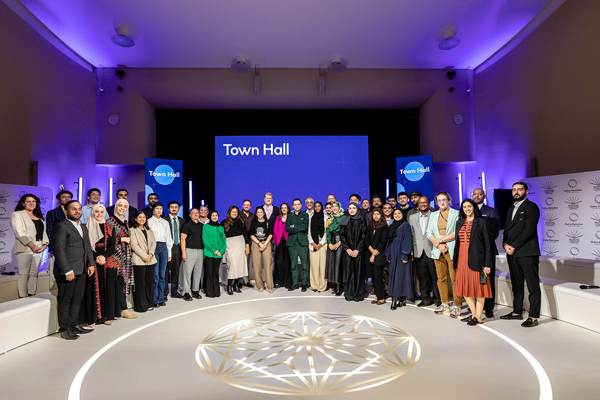  The Doha Debate team pose for photograph during an event recently.