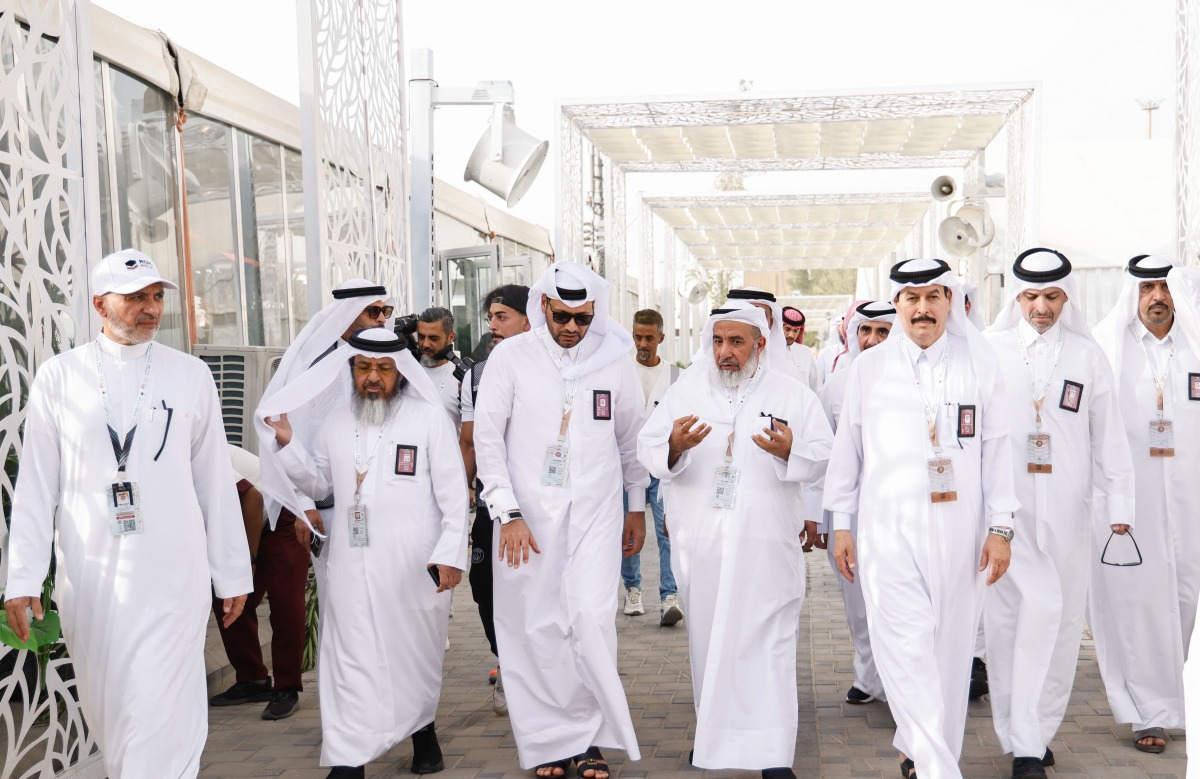 Minister of Awqaf and Islamic Affairs H E Ghanem bin Shaheen bin Ghanem Al Ghanim with members of Qatar Hajj Mission in Makkah.