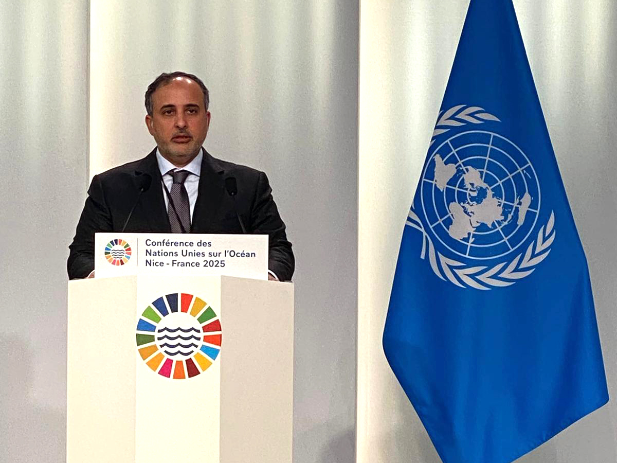 Minister of Environment and Climate Change H E Dr. Abdullah bin Abdulaziz bin Turki Al-Subaie addressing the 3rd United Nations Ocean Conference, in Nice, France.