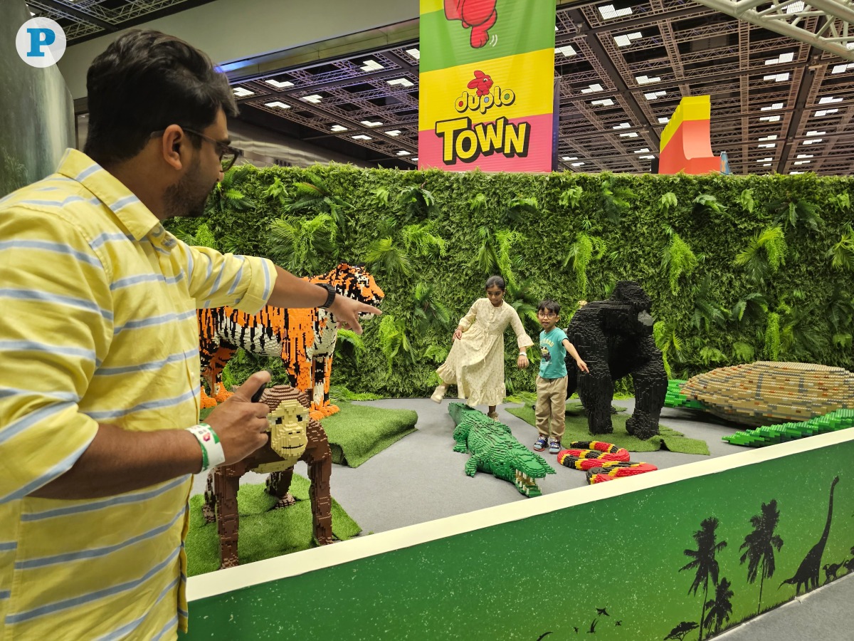 Long-time Qatar resident Yasser Puthussery with his children, Minha and Mihlal, at the LEGO Shows. All pictures by Marivie Alabanza/The Peninsula