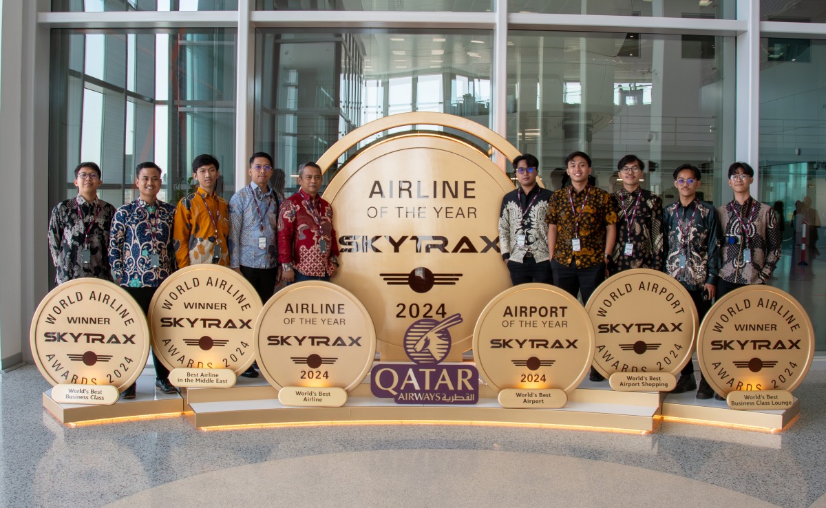 The winning team from Indonesia at a Qatar Airways facility in Doha.