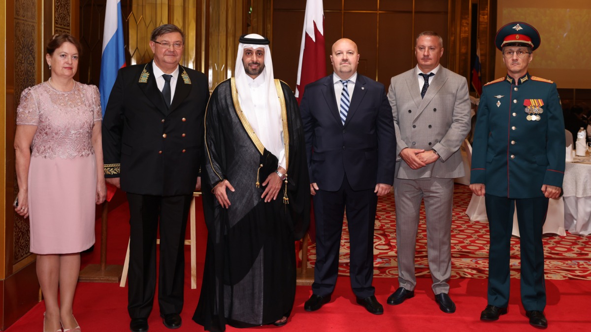 Minister of Municipality H E Abdullah bin Hamad bin Abdullah Al Attiyah, Ambassador of Russia to Qatar H E Dmitry Dogadkin and other officials during a reception to mark National Day of Russian Federation. All pics: Rajan Vadakkemuriyil/The Peninsula