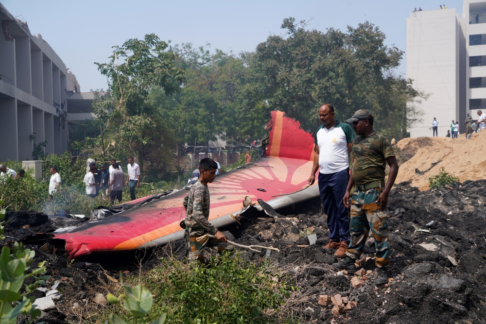 Aircraft debris at the crash site of Air India Ltd. flight AI171 in Ahmedabad, Gujarat, India, on Thursday, June 12, 2025. Credit: Siddharaj Solanki/Bloomberg