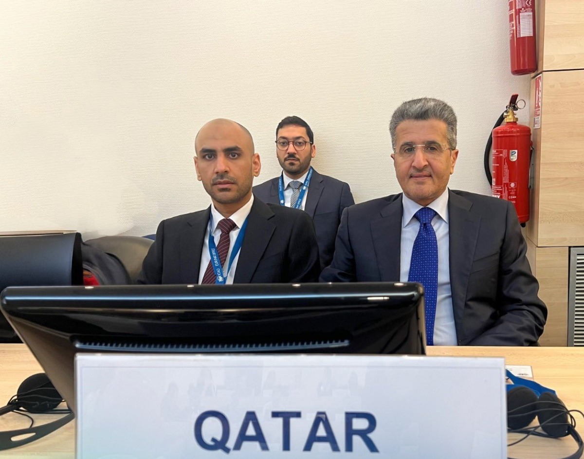 Acting President of the Qatar Civil Aviation Authority Mohammed Faleh Al-Hajri with other delegates at the event.
