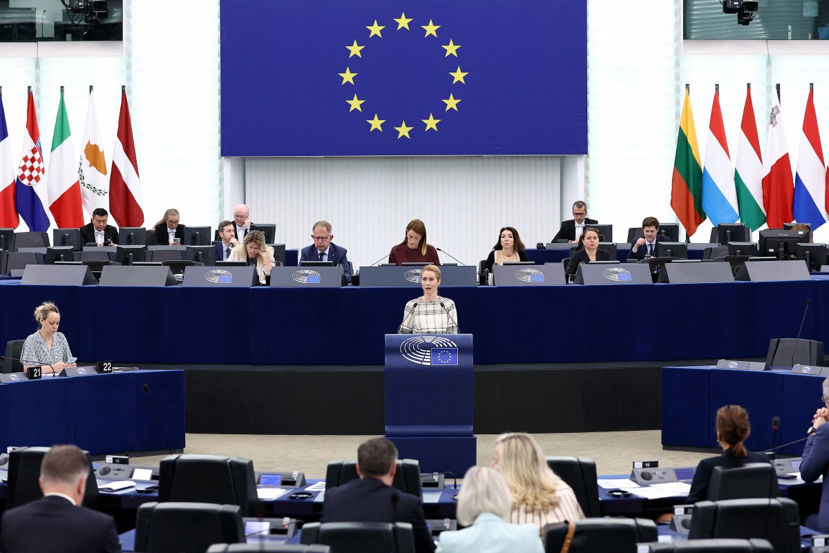 European Union High Representative for Foreign Affairs and Security Policy, Kaja Kallas, speaks during a debate on preparations for the June 24-25 NATO summit in The Hague, at the European Parliament in Strasbourg, eastern France, on June 18, 2025. (Photo by FREDERICK FLORIN / AFP)
