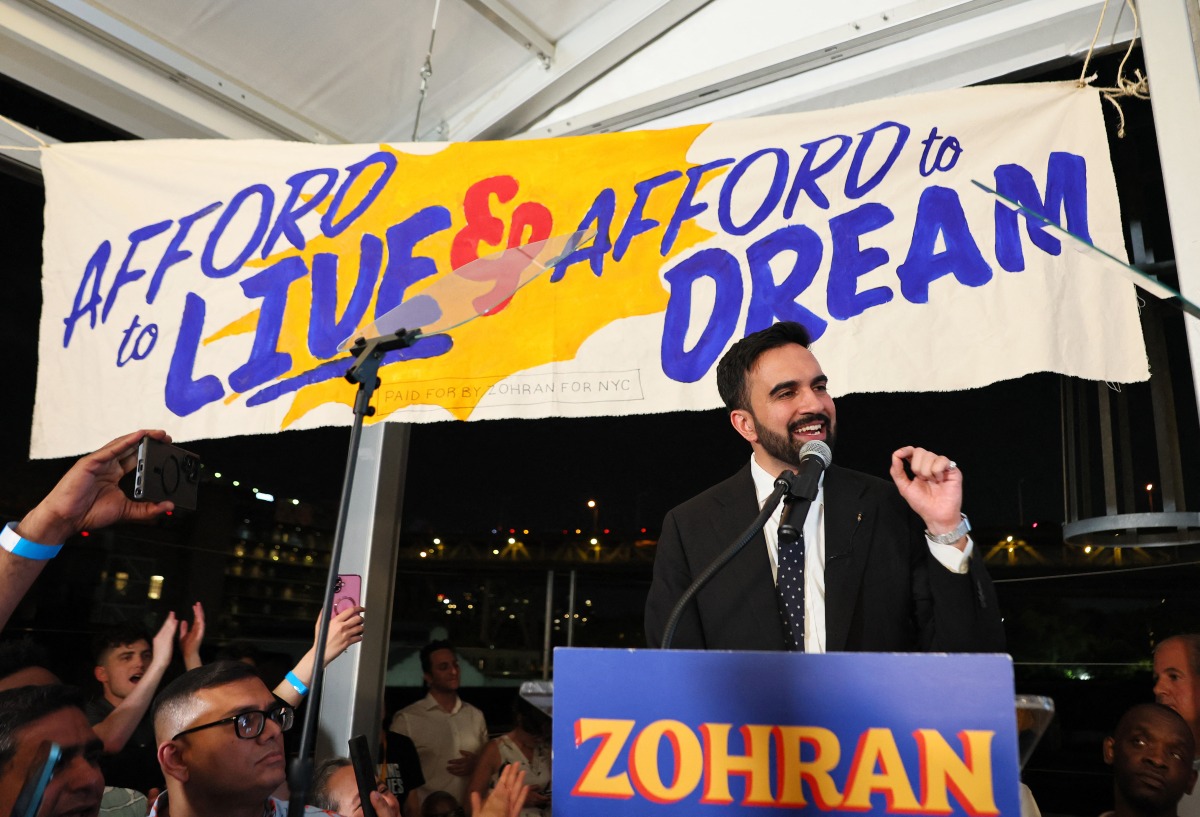 New York mayoral candidate, State Rep. Zohran Mamdani (D-NY) speaks to supporters during an election night gathering at The Greats of Craft LIC on June 24, 2025 in the Long Island City neighborhood of the Queens borough in New York City. (Photo by Michael M. Santiago / GETTY IMAGES NORTH AMERICA / Getty Images via AFP)
