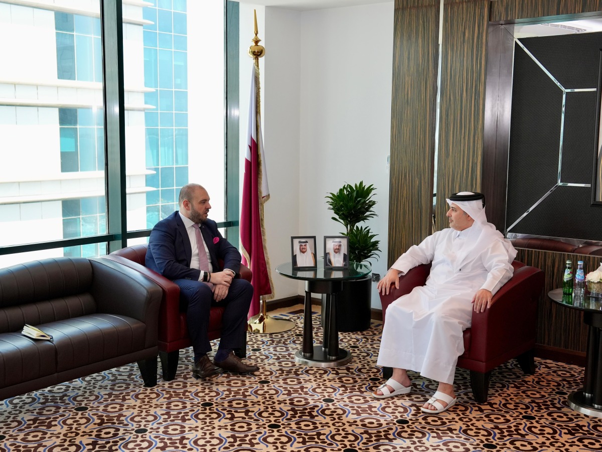 Minister of Environment and Climate Change H E Dr. Abdullah bin Abdulaziz bin Turki Al Subaie meeting Ambassador of the European Union to Qatar H E Dr. Cristian Tudor yesterday.
