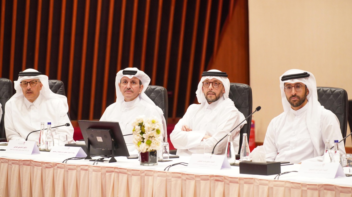 Minister of Public Health H E Mansoor bin Ebrahim Al-Mahmoud (second right) with other officials at the event.