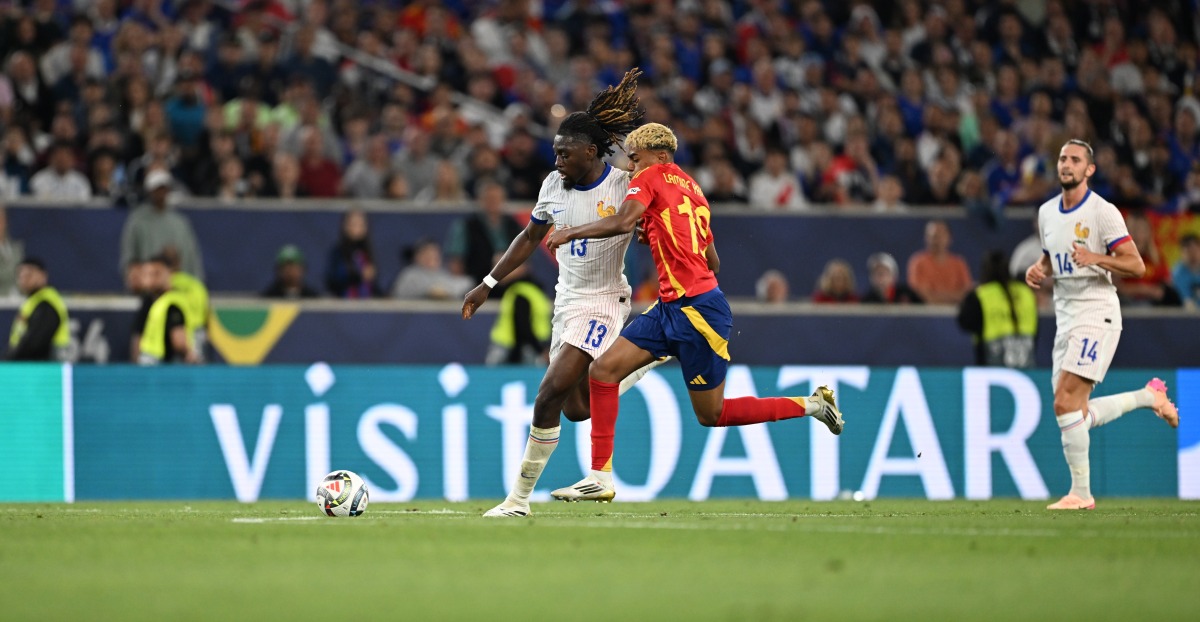 Visit Qatar logo is seen during the Spain vs France UEFA Nations League 2025 Semi-final.