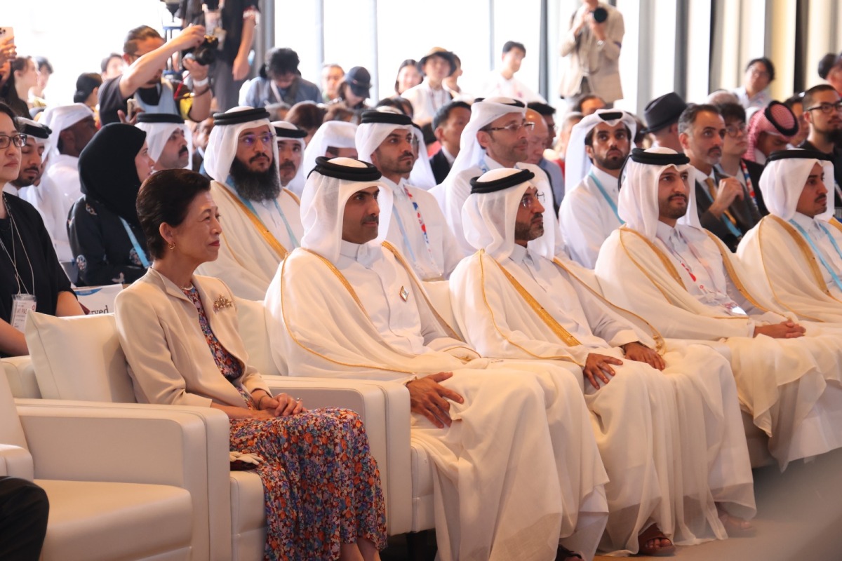 Minister of Culture H E Sheikh Abdulrahman bin Hamad Al-Thani and other dignitaries during a special celebration marking Qatar’s National Day. 