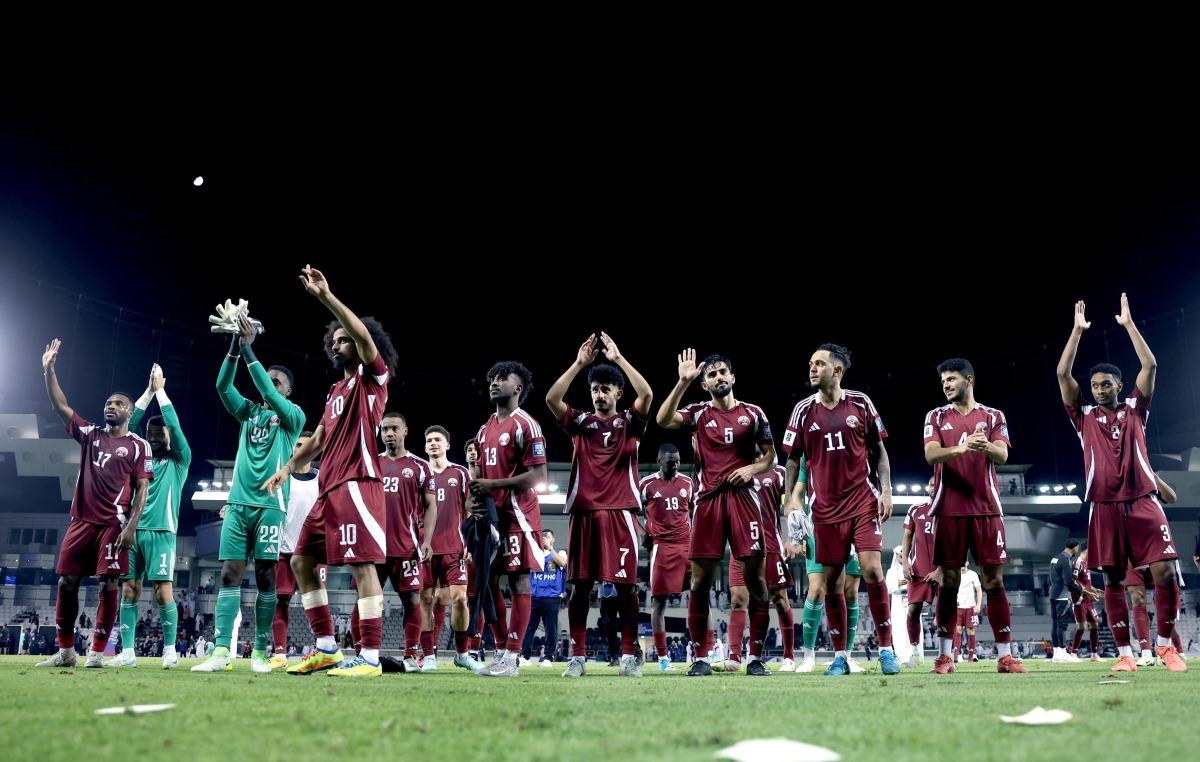 Qatar players acknowledge their fans after defeating Iran, in this June 5 file photo.