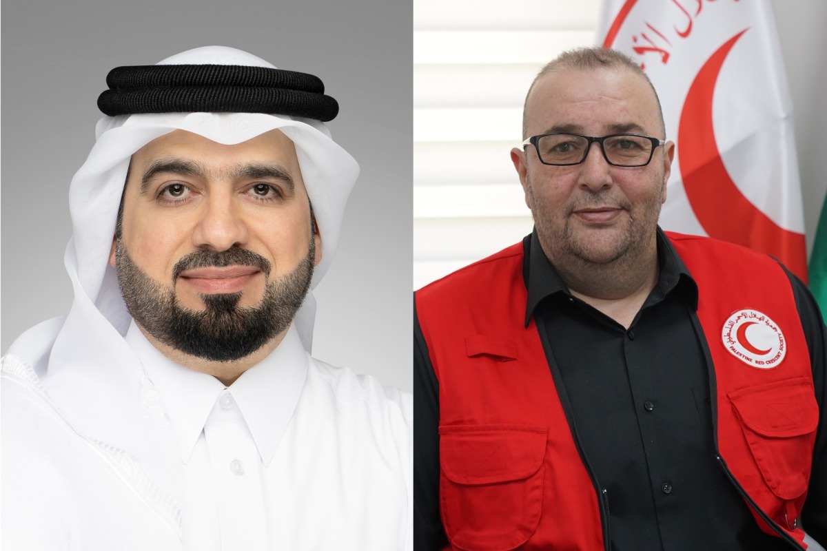 Secretary-General of QRCS Faisal Mohamed Al-Emadi (left), and Director-General of PRCS Khaled Abu Ghoush (right). 