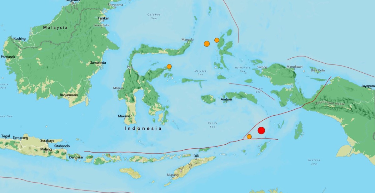 Screengrab from earthquake.usgs.gov of the recent seismic activity near Indonesia 