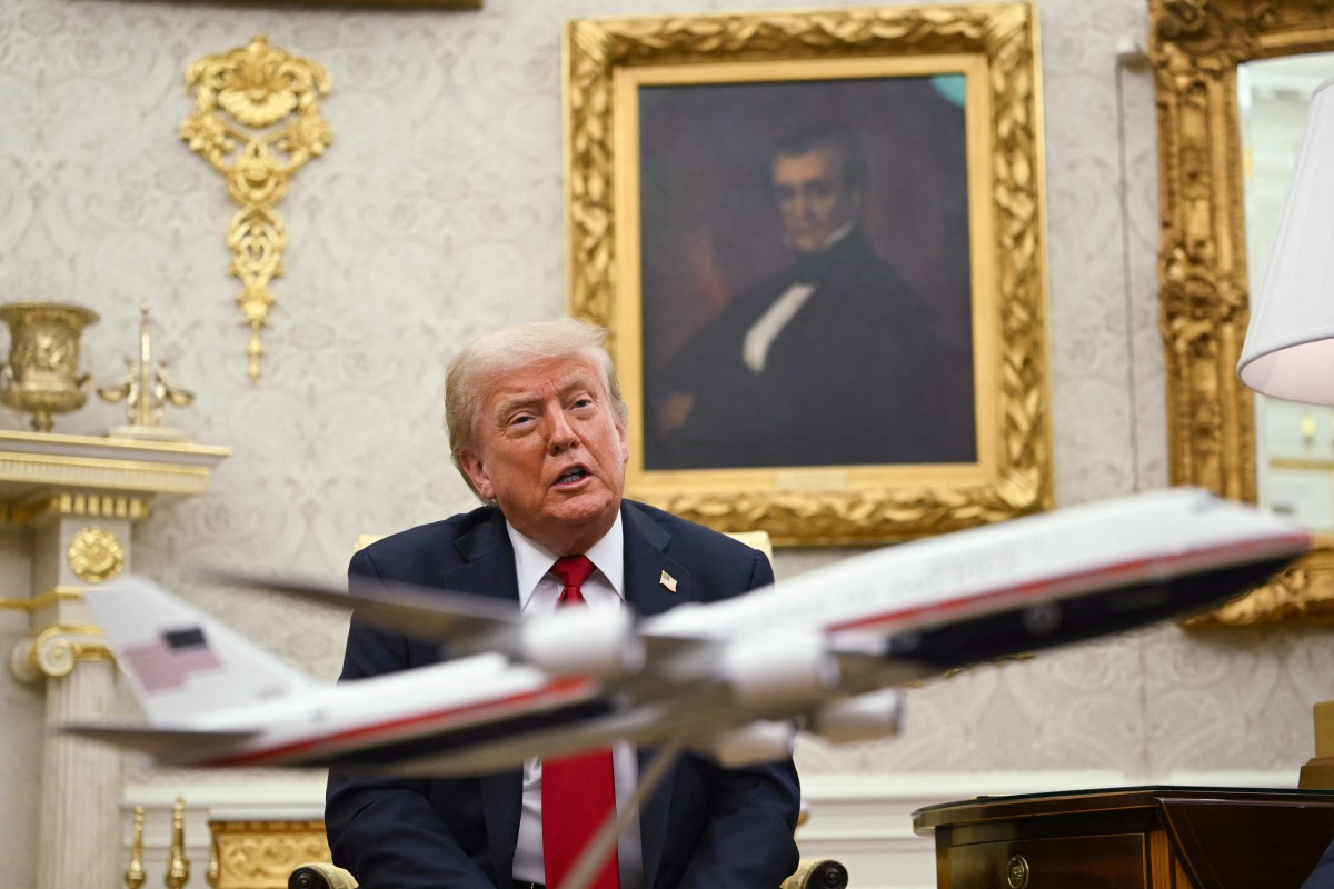 US President Donald Trump speaks during a meeting with NATO Secretary General Mark Rutte in the Oval Office of the White House in Washington, DC on July 14, 2025. (Photo by ANDREW CABALLERO-REYNOLDS / AFP)
