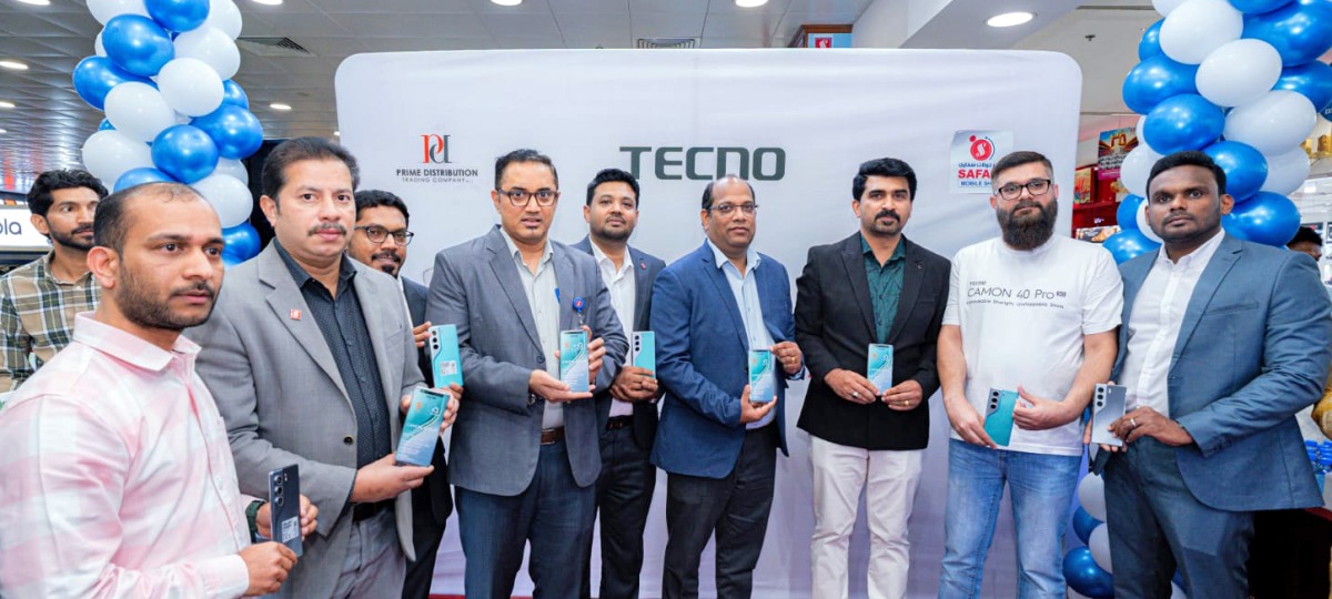 Officials during the launch of Camon 40 Pro 5G at Safari Mall, Abu Hamour.